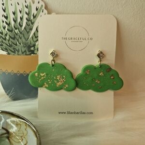 The Graceful.co Polymer Clay Green Cloud Earrings